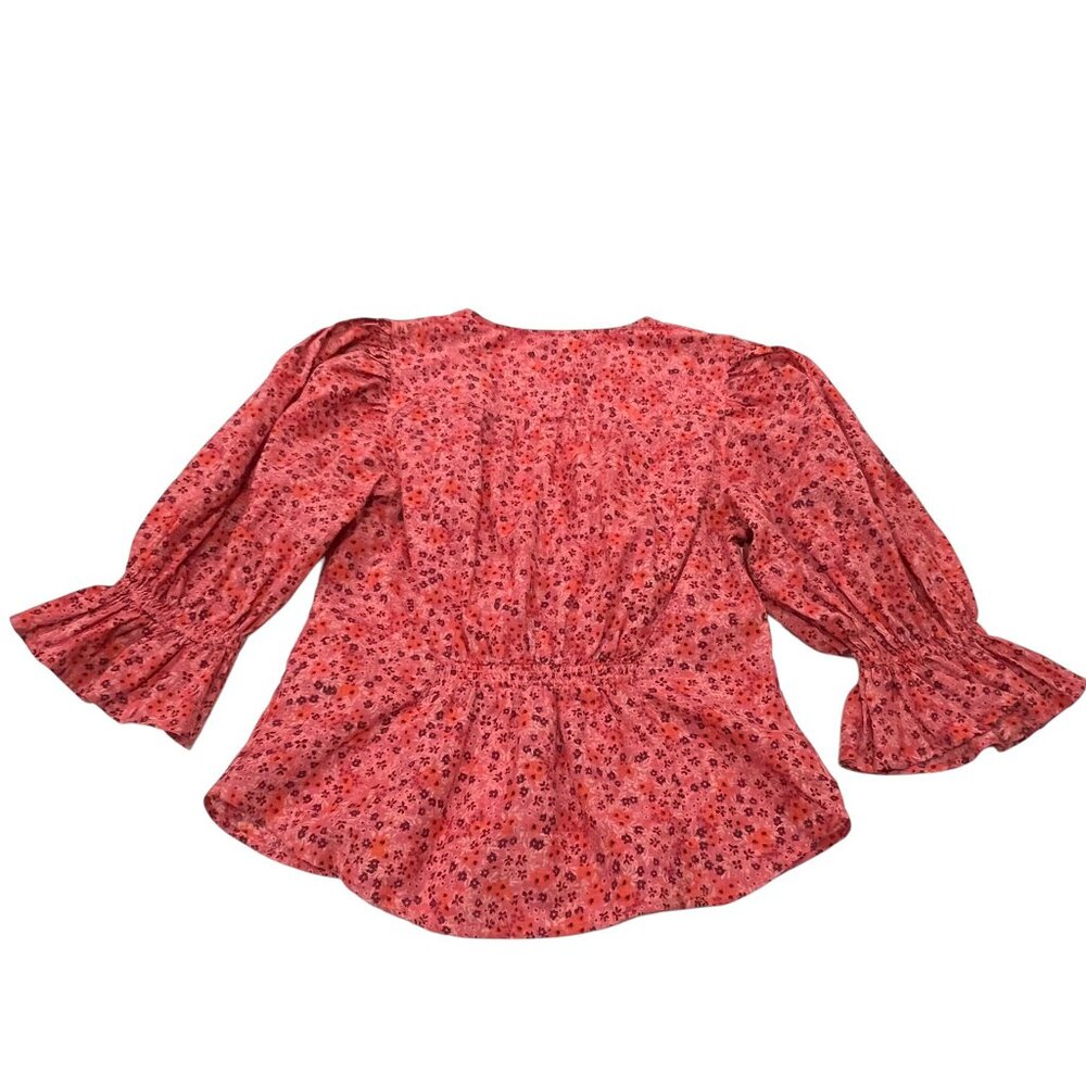 Free People I Found You Floral Button Blouse, Pink Party Combo, M - Picture 6 of 10
